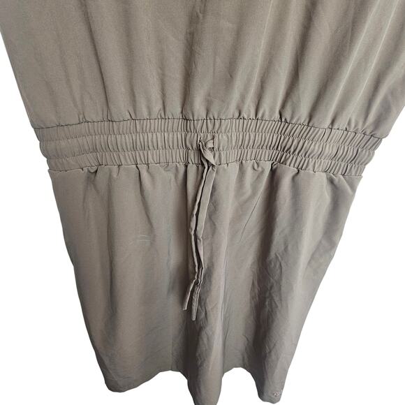 Albion Womens Going Places Tan Active Casual Work Dress Cinch Waist Sz M Pockets - Picture 4 of 10